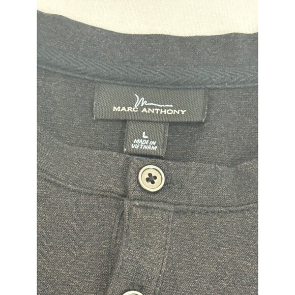 Marc Anthony Mens Black 1/4 Snap Button Shirt Size L Long‎ Sleeve Casual - Picture 3 of 8